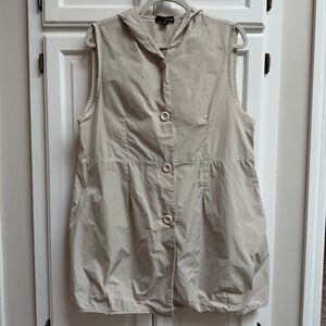 Sun Kim Lagenlook Lightweight Neutral Cream Hooded Vest Size Medium